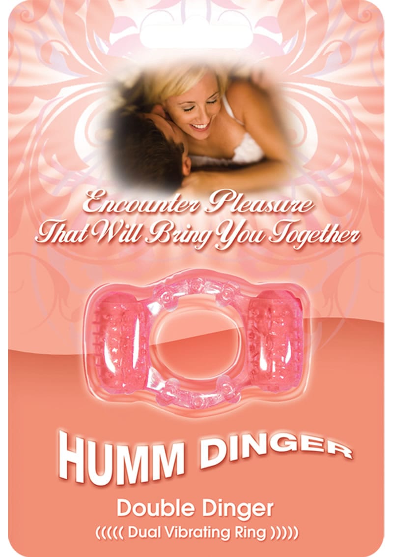Humm Dinger Double Dinger Dual Vibrating Cock Ring Magenta