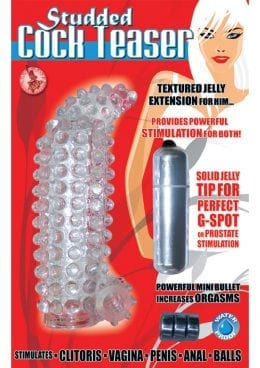 Studded Cock Teaser Penis Extension Sleeve Waterproof Clear