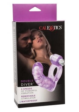 Double Diver Vibrating Enhancer With Flexible Penetrator 3 Speed Removable Bullet Clear