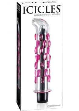 Icicles No 19 Glass Vibrator 7.5 Inch Clear Pink