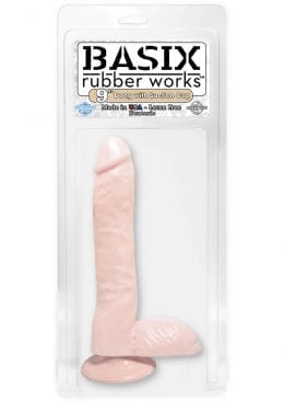 Basix Rubber Works 9 Inch Dong With Suction Cup Flesh