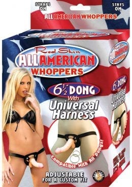 Real Skin All American Whoppers Dong With Universal Harness 6.5 Inch Flesh