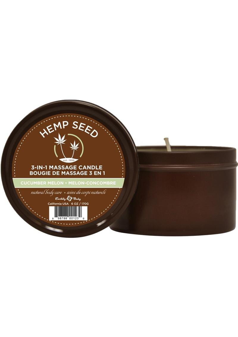 Hemp Seed 3 In 1 Massage Candle 100% Vegan Cucumber Melon 6 Ounce