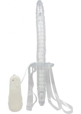 Double Fuk Vibrating Dong Strap On 13 Inch Clear