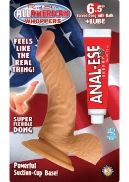 All American Whopper Curve Dong With Balls Flesh 6.5 Inch