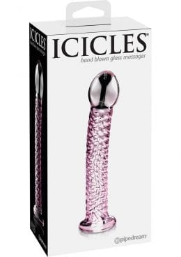 Icicles No 53 Textured Glass Probe Pink 6.75 Inch
