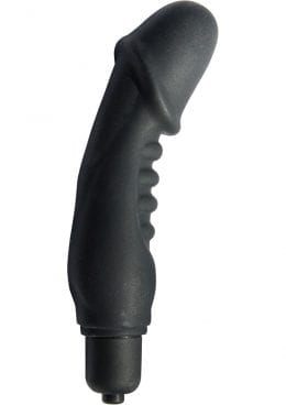 Mack Tuff Ribbed Vibrating Silicone Penis Vibrator Black 5 Inch