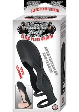 Mack Tuff Sleek Penis Sheath Silicone Sleeve Waterproof Black 6 Inch
