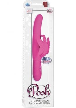 Posh 10 Function Silicone Fluttering Butterfly Dual Motor Vibe Waterproof Pink 4.5 inch