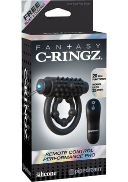 Fantasy C Ringz Remote Control Performance Pro Vibrating Silicone Cockring Waterproof Black