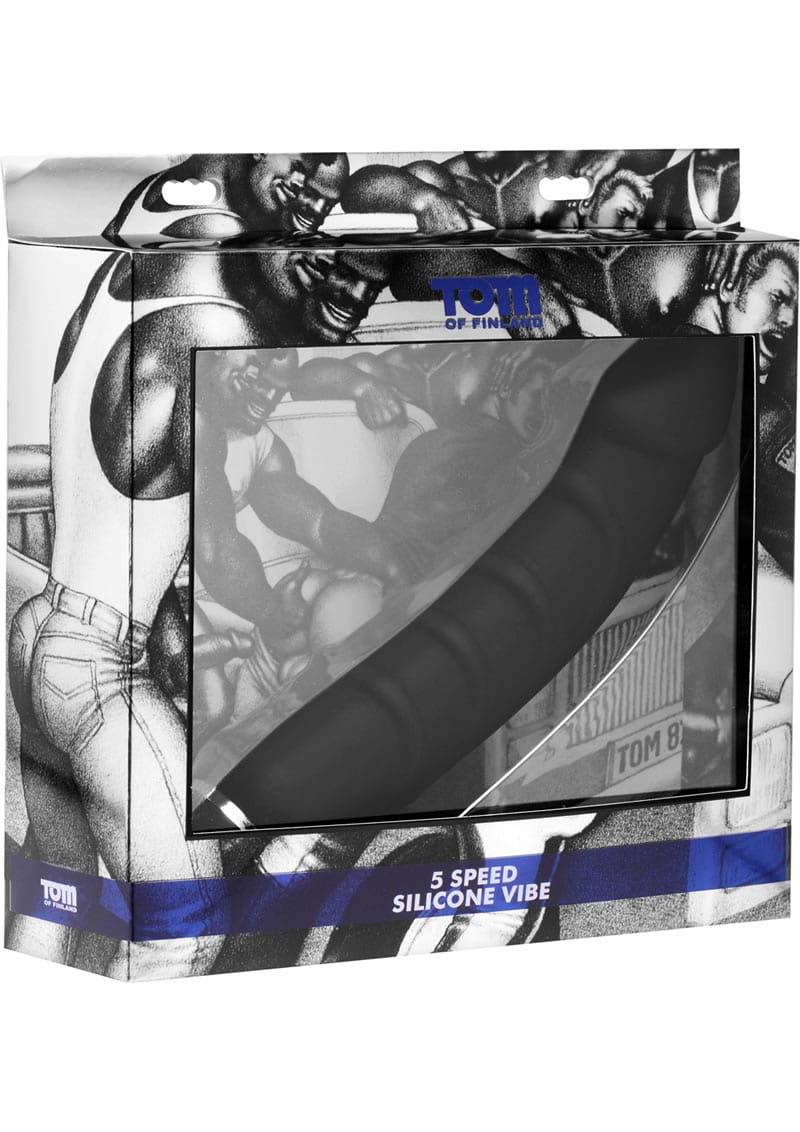 Tom Of Finland 5 Speed Silicone Vibe Black 9.5 Inch