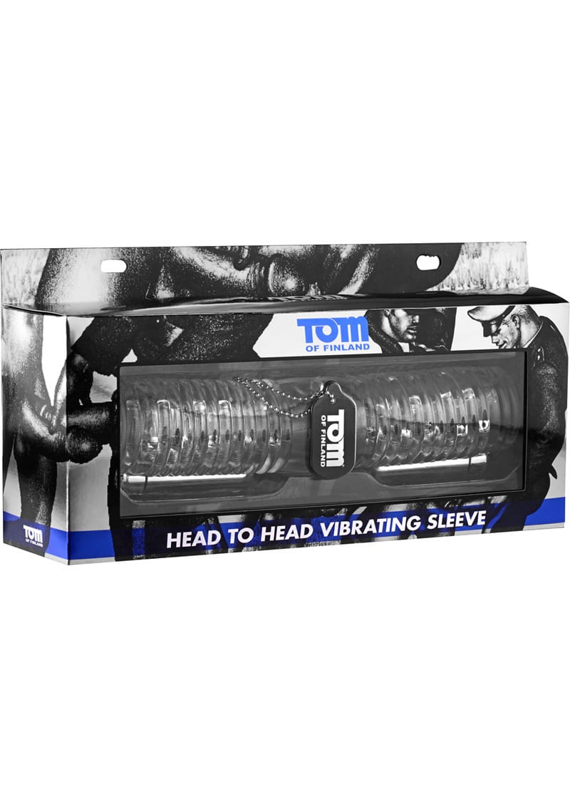 Tom Of Finland Head To Head Vibrating Sleeve Stroker Clear 10.5 Inch