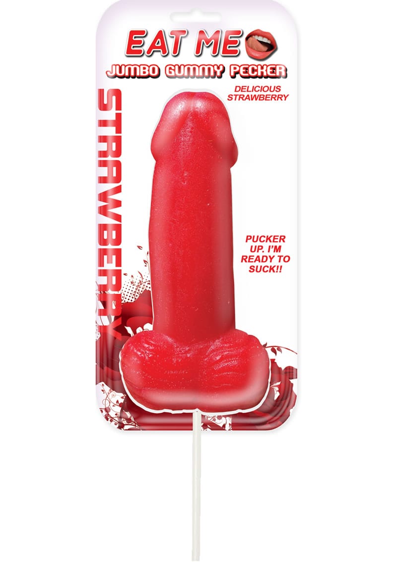 Eat Me Jumbo Gummy Cock Pop Strawberry Red