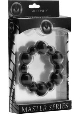 Master Series Shadow 2 Silicone Beaded Cock Ring Black 2 Inch