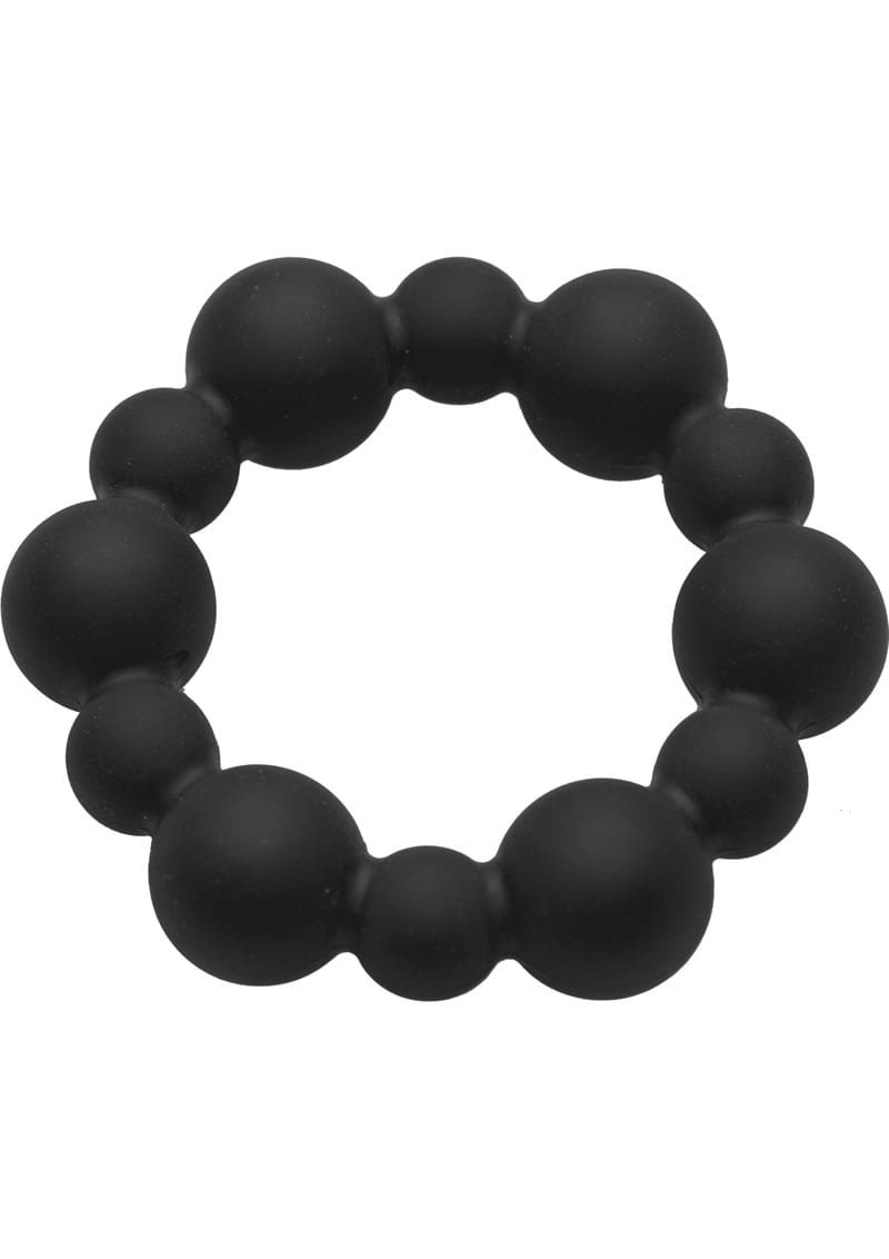 Master Series Shadow 2 Silicone Beaded Cock Ring Black 2 Inch
