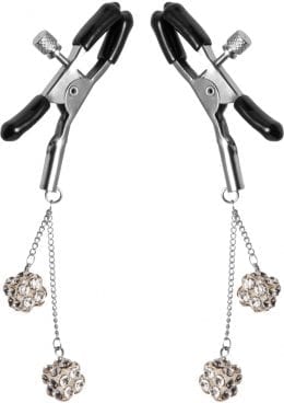 Master Series Ornament Adjustable Jewel Nipple Clamps Clear