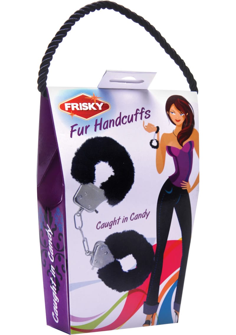 Frisky Fur Handcuffs Caught In Candy Black