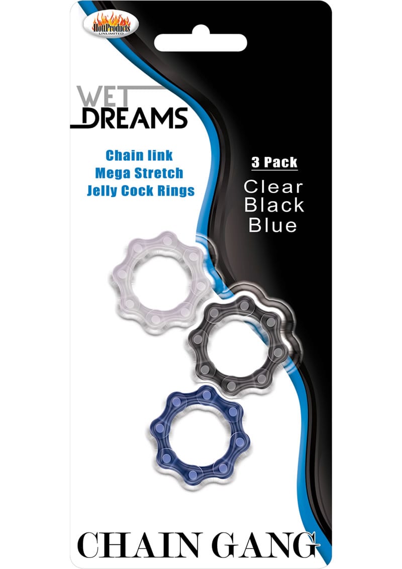 Wet Dreams Chain Gang Cockrings 3 Each Per Pack