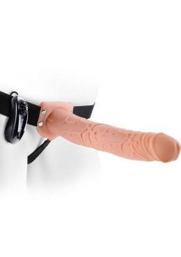 Fetish Fantasy Series Vibrating Hollow Strap-On Wired Control Flesh 11 Inch