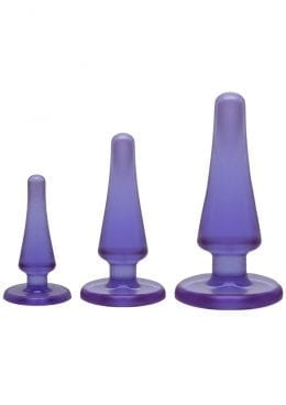 Crystal Jellies Anal Initiation Anal Plug Kit Purple 3 Sizes Per Set