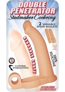 Double Penetrator Studmaker Silicone Cockring Flesh