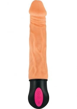 Natural Realskin Hot Cock #1 USB Rechargeable Warming Realistic Vibrator Waterproof Flesh 7 Inch