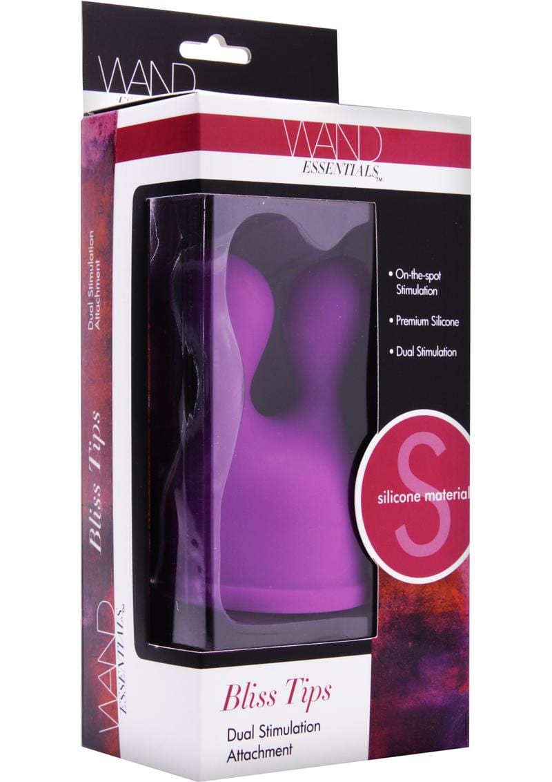 Wand Essentials Bliss Tips Dual Stimulation Silicone Wand Attachment Purple