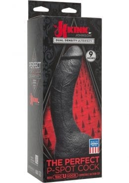 Kink The Perfect P Spot Cock Dual Desity Ultraskyn Dong With Vac U Lock Black 9 Inch