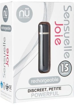 Nu Sensuelle Joie Discreet 15 Function USB Rechargeable Bullet Waterproof Black 2.5 Inch