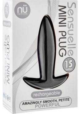 Nu Sensuelle Mini Plug 15 Function Rechargeable Silicone Waterproof Black 5 Inch