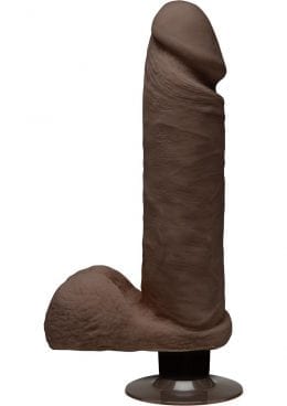 The D Perfect D Vibrating Dual Dense Ultraskyn Dong With Balls Waterproof Chocolate 8 Inch