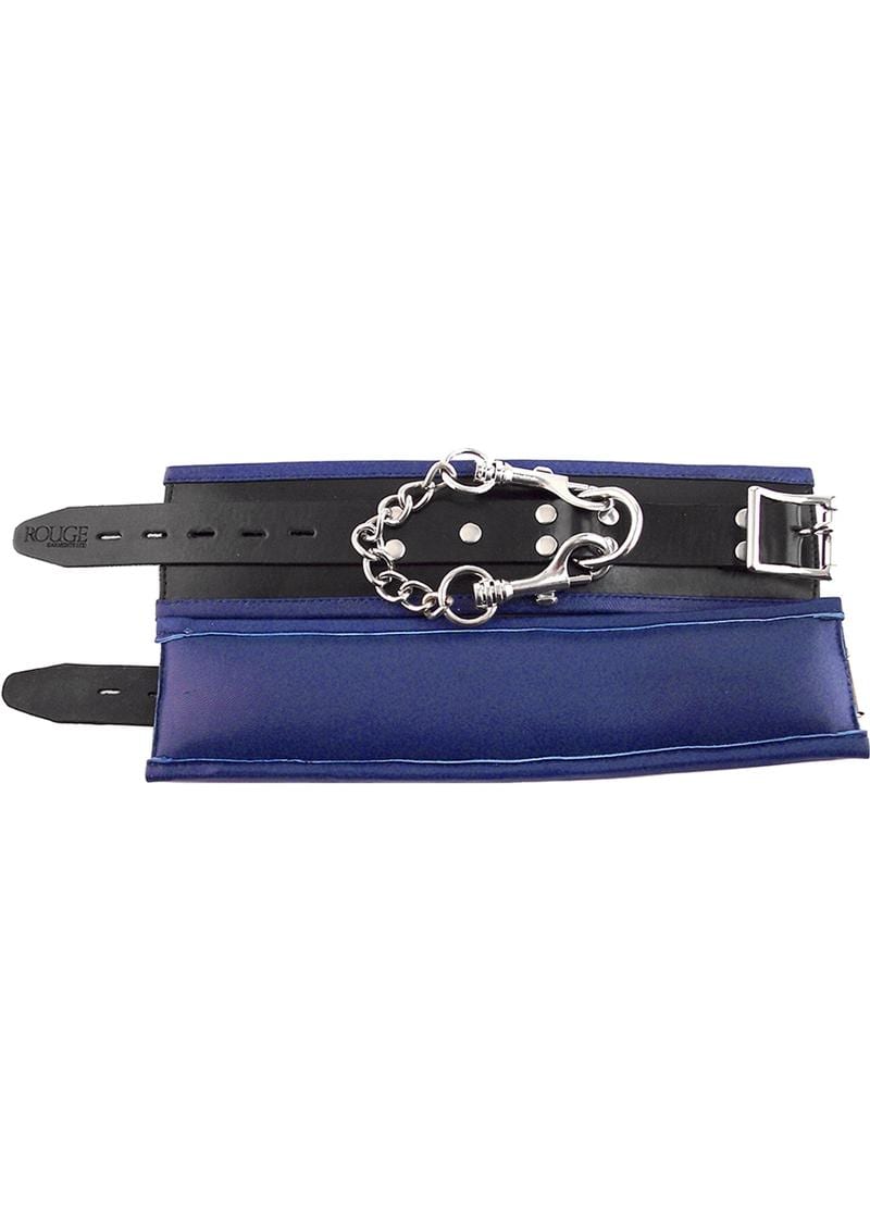 Rouge Padded Leather Adjustable Wrist Cuffs - Black and Blue