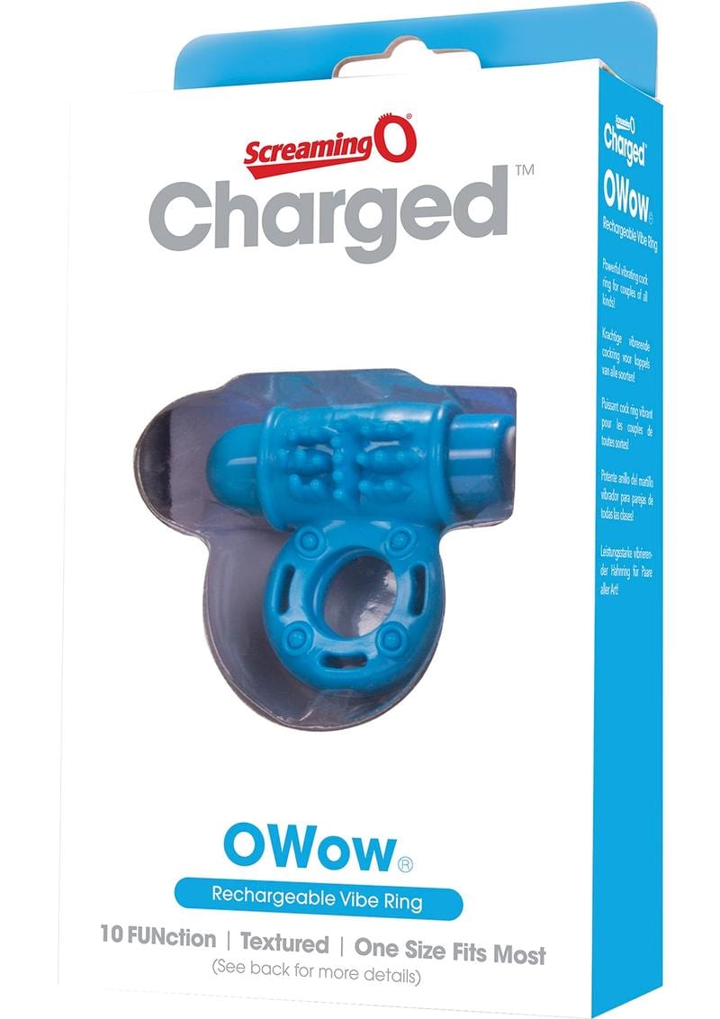 Charged OWow Rechargeable Vibe Ring Waterproof Blue