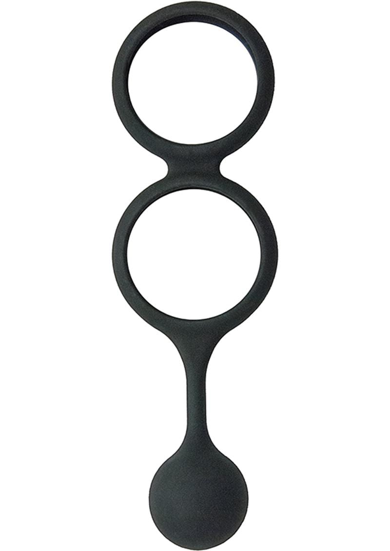 My Cock Ring Scrotum Ring With Weighted Ball Banger Silicone Black