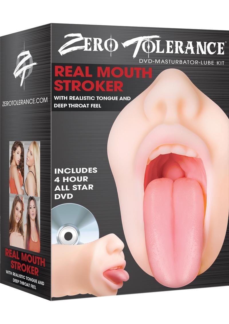 Zero Tolerance Real Mouth Stroker DVD Masturbator Lube Kit Flesh