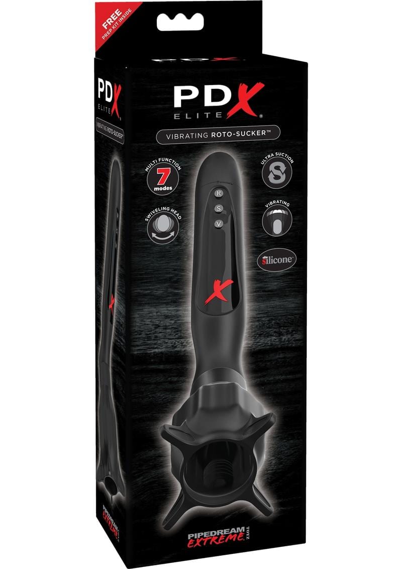 PDX Elite Vibrating Roto-Sucker Silicone Masturbator Black