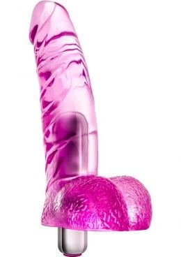 Naturally Yours Vibrating Ding Dong Jelly Dildo With Balls Waterproof Pink 6.5 Inch