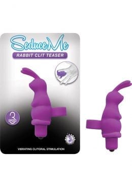 Seduce Me Rabbit Clit Pleasure Silicone Finger Massager Waterproof Purple 3.5 Inch