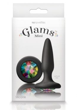Glams Mini Silicone Black Anal Plug Rainbow Gem 3.3 Inch