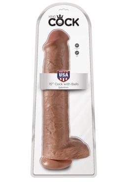 King Cock Realistic Dildo With Balls Tan 15 Inch