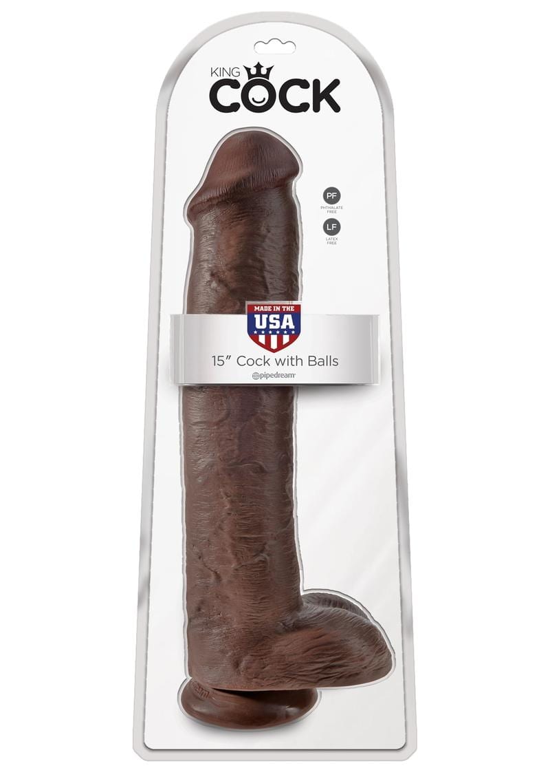 King Cock Realistic Dildo With Balls Brown 15 Inch