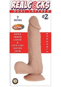 Realcocks Dual Layered 02 Bendable Dildo Waterproof Flesh 7 Inch