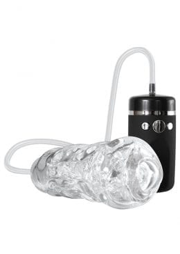 Adam and Eve Vibrating And Sucking Stroker With Wired Remote Controll Clear 6.75 Inch