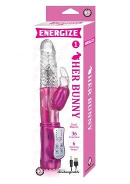 Energize Her Bunny 01 Dual Motor Rotating Rabbit USB Rechargeable Vibe Waterproof Pink 9 inch
