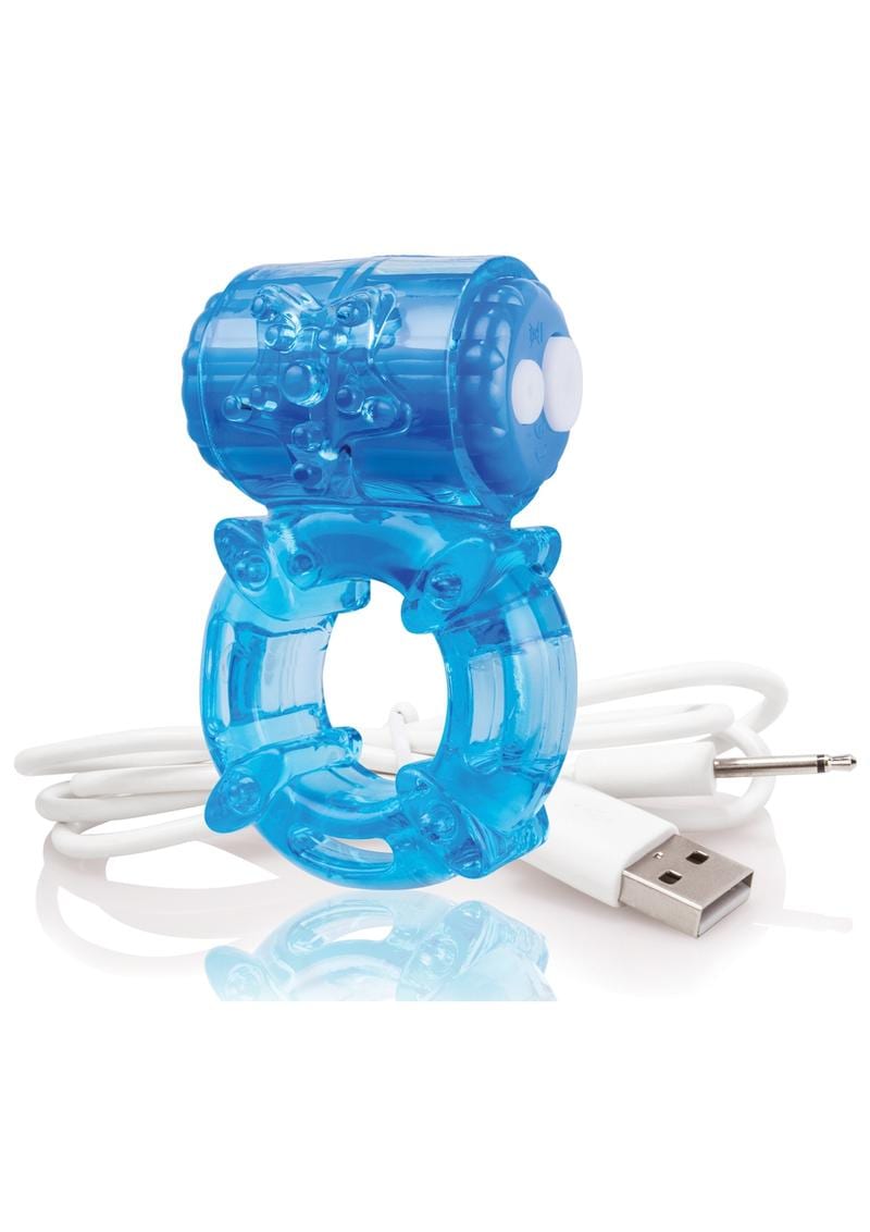 Charged BigO Rechargeable Vibe Ring Waterproof Cockring Blue