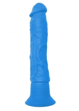 Neon Silicone Wall Banger Vibrating Dildo With Suction Cup Waterproof Blue