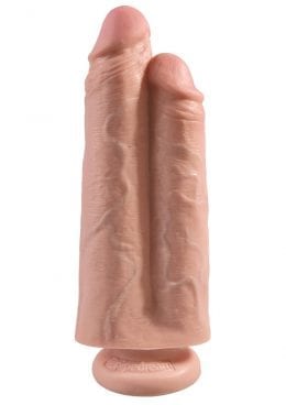 King Cock Two Cocks One Hole Realistic Dildo Flesh 9 Inch