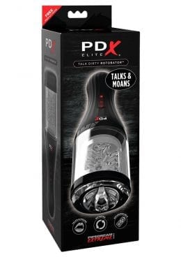 PDX Elite Talk Dirty Rotobator Rechargeable Masturbator Clear