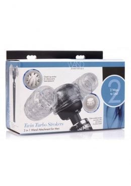 Wand Essentials Twin Turbo Strokers 2 In 1 Wand Attachment For Men Clear
