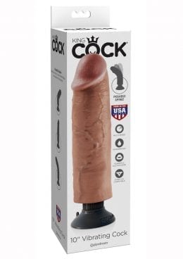 King Cock Vibrating Cock Waterproof Tan 10 Inches